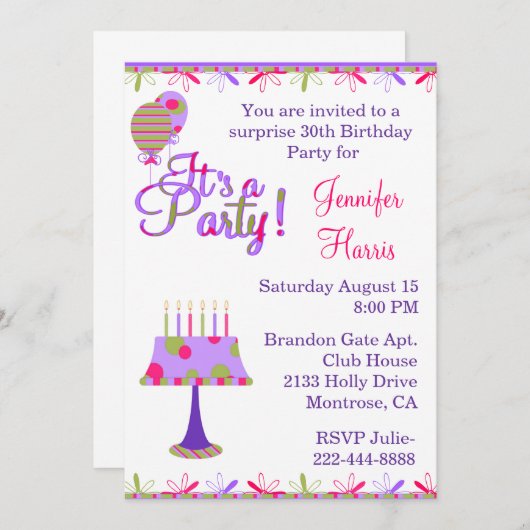  uitnodiging van de Feminine Birthday (Voorkant / Achterkant)