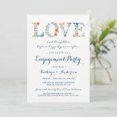 Uitnodiging van de Floral Love Engagement Party (Staand voorkant)