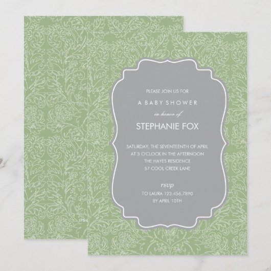 Uitnodiging van de Floral Party (Sage) (Voorkant / Achterkant)