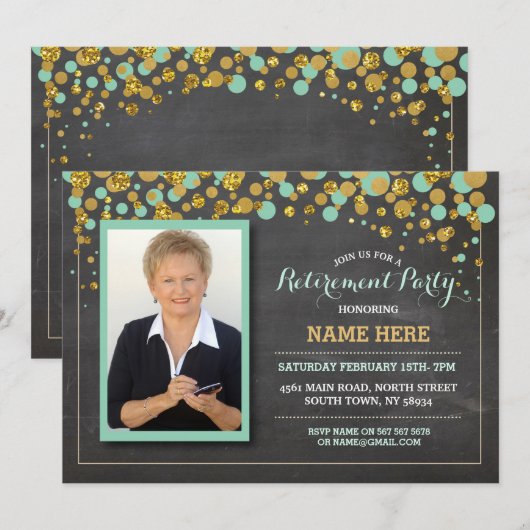 Uitnodiging van de Foto Mint Chalk Party (Voorkant / Achterkant)