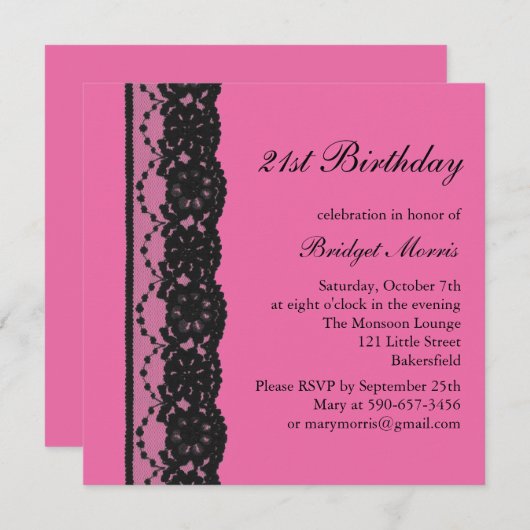 uitnodiging van de Franse kant van de Birthday (fu (Voorkant / Achterkant)