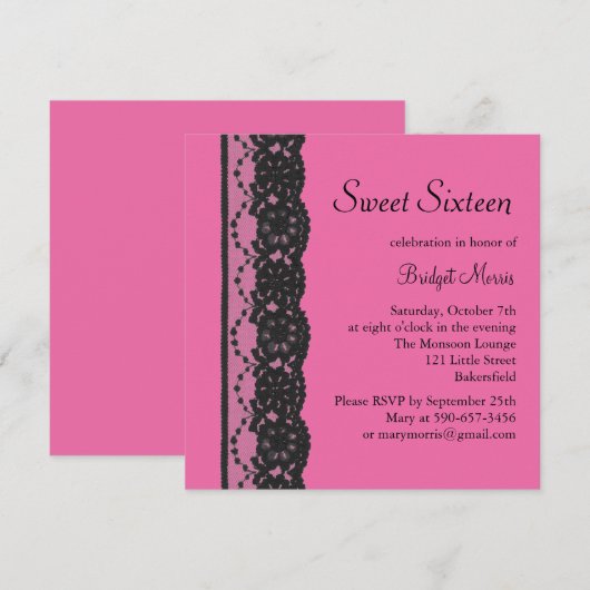 uitnodiging van de Franse kant van de Birthday (fu (Voorkant / Achterkant)