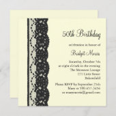 uitnodiging van de Franse Lace Birthday (ivoor) (Voorkant / Achterkant)