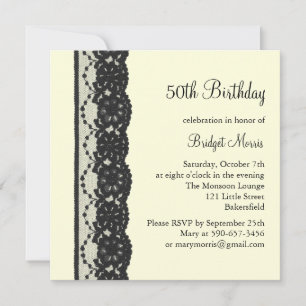 uitnodiging van de Franse Lace Birthday (ivoor)