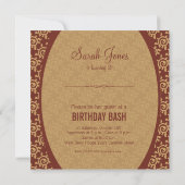 uitnodiging van de Franse Vintage Pattern Birthday (Achterkant)