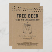Uitnodiging van de Free Beer Funny Engagement Part (Voorkant / Achterkant)