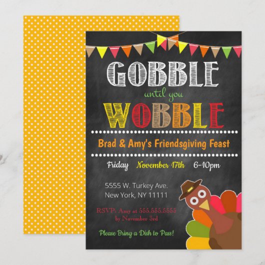 Uitnodiging van de Friendsgiving Party (Voorkant / Achterkant)
