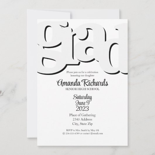 Uitnodiging van de FUN BOLD Graduparty (Voorkant)