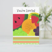 Uitnodiging van de Fun Fruit Party (Staand voorkant)