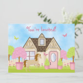 uitnodiging van de Garden Horse Birthday (Staand voorkant)
