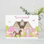 uitnodiging van de Garden Horse Birthday (Staand voorkant)