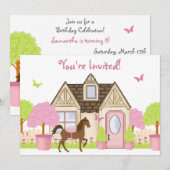 uitnodiging van de Garden Horse Birthday (Voorkant / Achterkant)