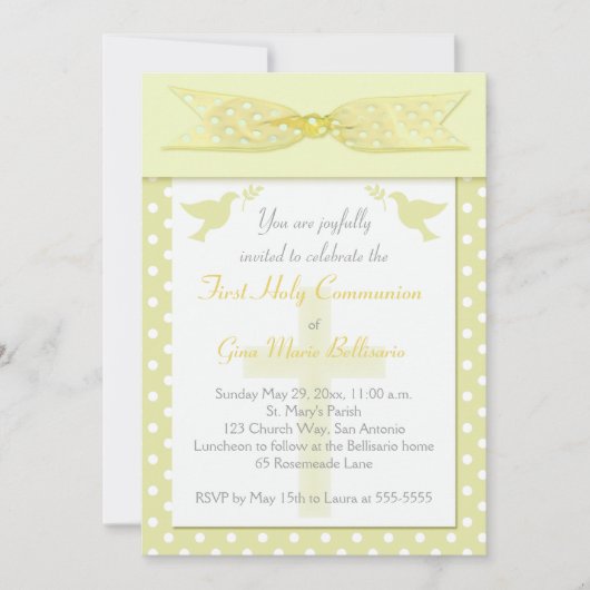 UITNODIGING VAN DE Gele 1e Heilige Communie VAN RI (Voorkant)