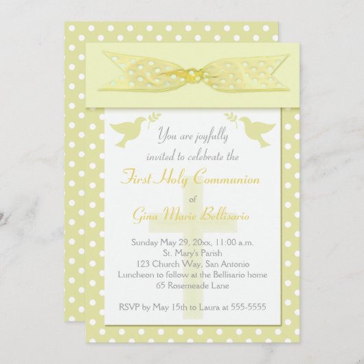 UITNODIGING VAN DE Gele 1e Heilige Communie VAN RI (Voorkant / Achterkant)