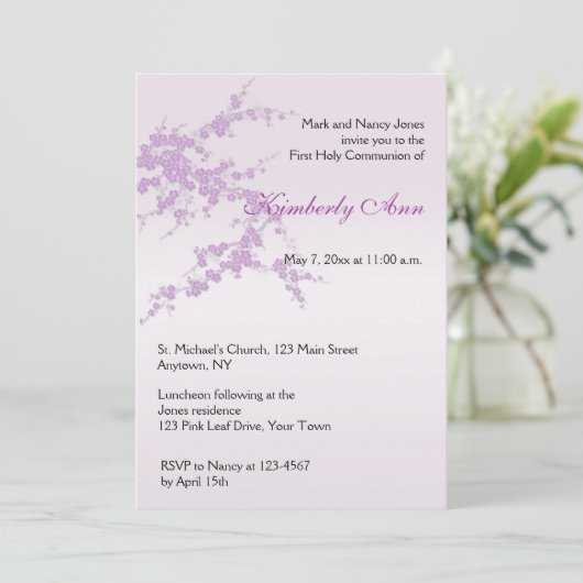 Uitnodiging van de gemeente Lavender Sakura (Staand voorkant)