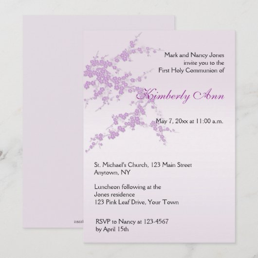 Uitnodiging van de gemeente Lavender Sakura (Voorkant / Achterkant)