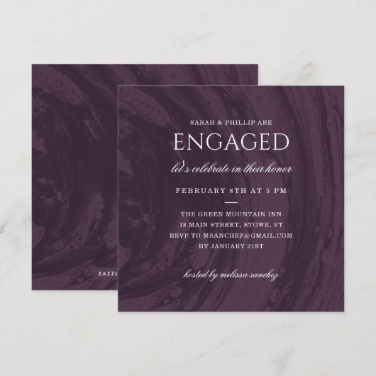 Uitnodiging van de gemengde partij - Paars (Voorkant / Achterkant)