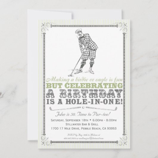 uitnodiging van de Golfpartij - Man (Voorkant)