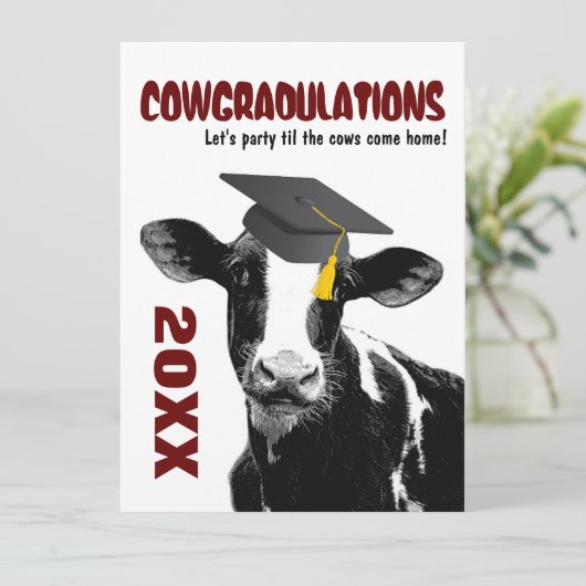 Uitnodiging van de graduatiepartij - Funny Cow in  (Staand voorkant)