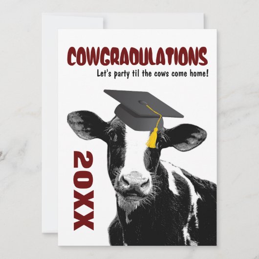 Uitnodiging van de graduatiepartij - Funny Cow in  (Voorkant)