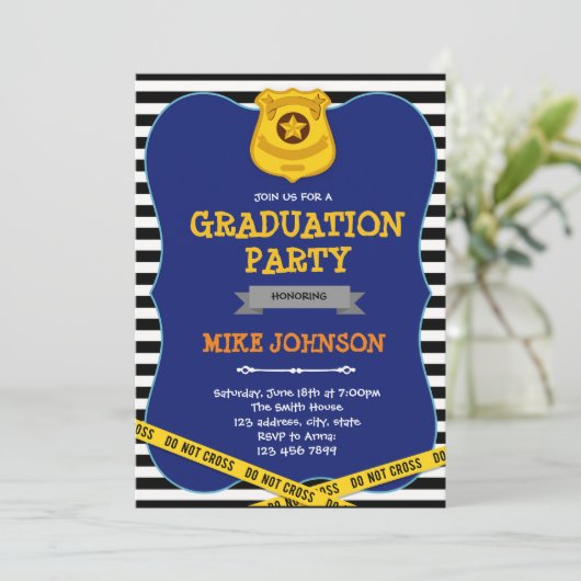 Uitnodiging van de graduatiepartij van de politie (Staand voorkant)