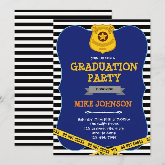Uitnodiging van de graduatiepartij van de politie (Voorkant / Achterkant)