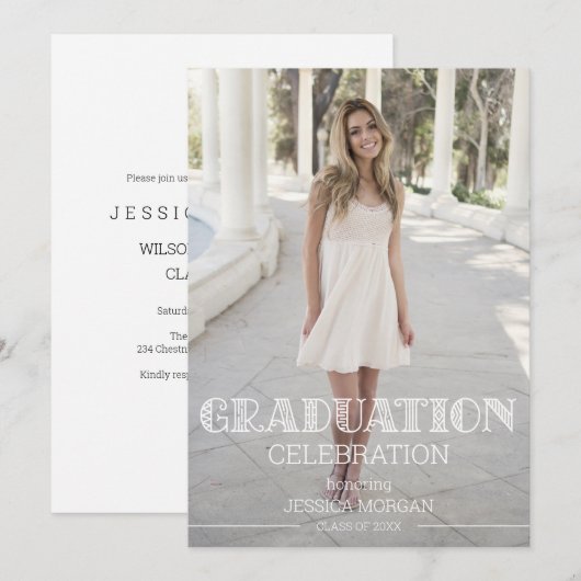 Uitnodiging van de Graduation Partij met Foto (Voorkant / Achterkant)