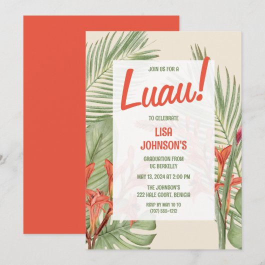 Uitnodiging van de Graduation Party (Voorkant / Achterkant)