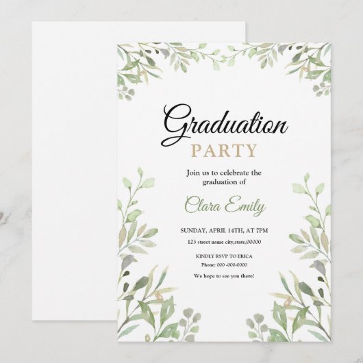 Uitnodiging van de Graduation Party (Voorkant / Achterkant)