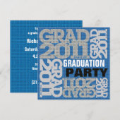 Uitnodiging van de Graduation Party 2011 Blue 1 (Voorkant / Achterkant)
