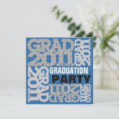 Uitnodiging van de Graduation Party 2011 Blue 1 (Staand voorkant)