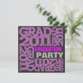 Uitnodiging van de Graduation Party 2011 Roze 1 (Staand voorkant)
