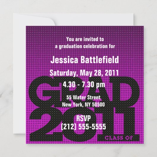 Uitnodiging van de Graduation Party 2011 Roze 1 (Achterkant)