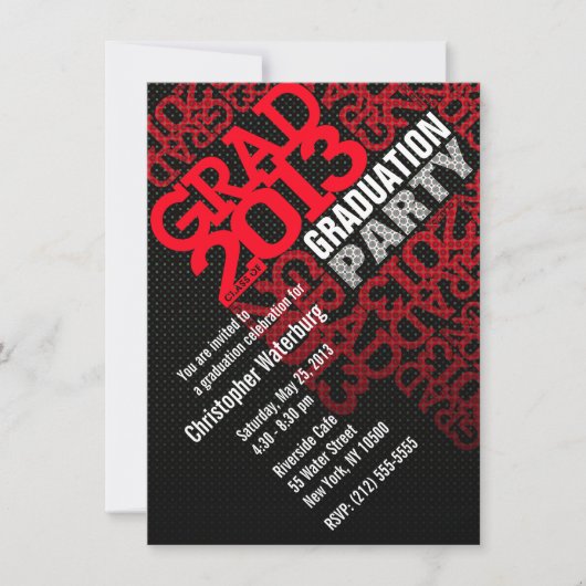 Uitnodiging van de Graduation Party 2013 Red 9 (Voorkant)