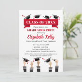 Uitnodiging van de Graduation Party in Red (Staand voorkant)
