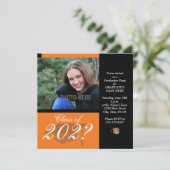 Uitnodiging van de Graduation Party — Oranje (Staand voorkant)