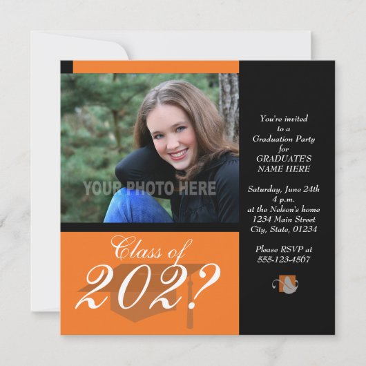 Uitnodiging van de Graduation Party — Oranje (Voorkant)