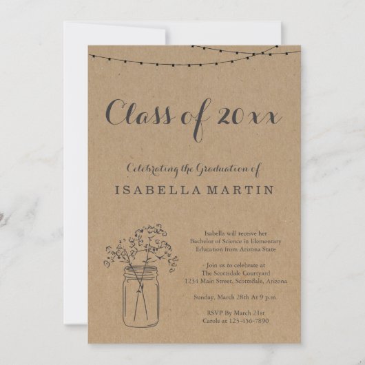 Uitnodiging van de Graduation Party | Rustic Kraft (Voorkant)