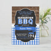 Uitnodiging van de Graduation Party van BBQ - Blau (Staand voorkant)