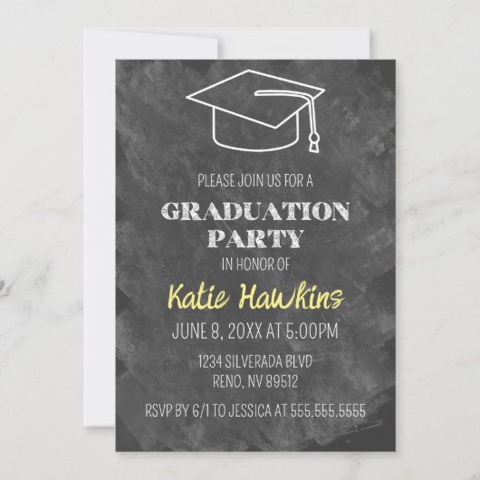 Uitnodiging van de Graduation Party van Chalkboard (Voorkant)