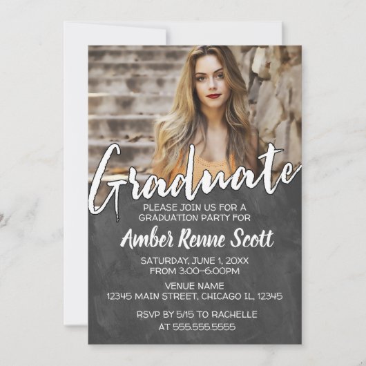 Uitnodiging van de Graduation Party van Chalkboard (Voorkant)