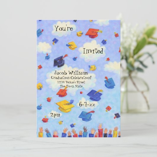 Uitnodiging van de Graduation Party van pet (Staand voorkant)