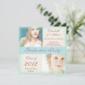 Uitnodiging van de Graduation Party van Two Girls (Staand voorkant)