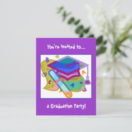 Uitnodiging van de GraduPartij - graad/middelbare (Staand voorkant)