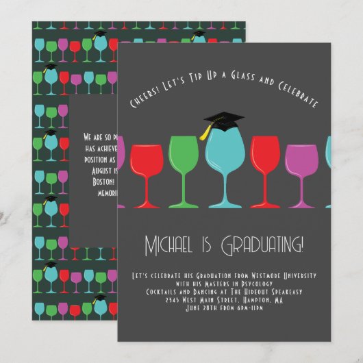 Uitnodiging van de GraduPartij voor de Glasboog Wi (Voorkant / Achterkant)