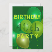 Uitnodiging van de Groene Balloons van de Male Bir (Voorkant)