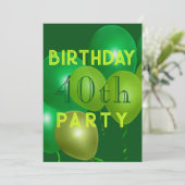 Uitnodiging van de Groene Balloons van de Male Bir (Staand voorkant)