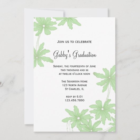 Uitnodiging van de Groene Daisies Graduation Party (Voorkant)