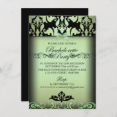 Uitnodiging van de Groene Elegant Damask Bachelore (Voorkant / Achterkant)