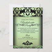 Uitnodiging van de Groene Elegant Damask Bachelore (Voorkant)